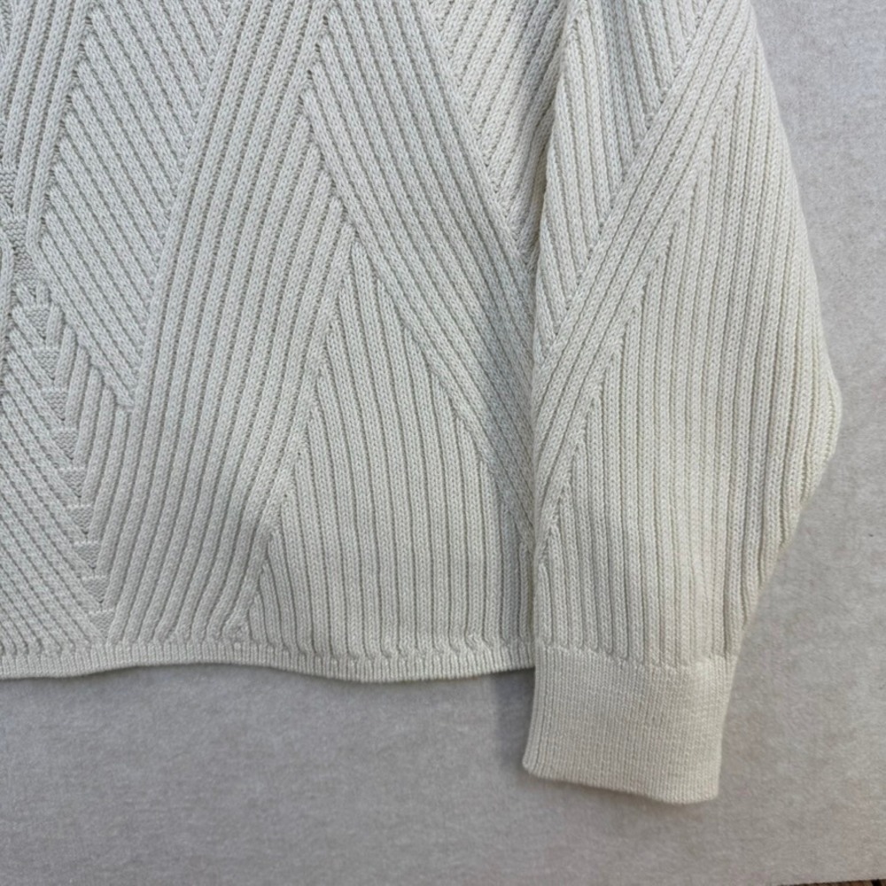 Express Cream Ribbed Crop Chevron Pattern Long Sleeve Sweater Women XL - Picture 3 of 7